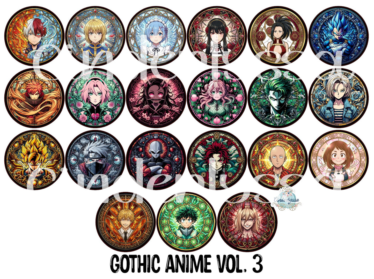 2.5 inch Round Gothic Anime Vol. 3 Cardstock Only for freshies: Cardstock Silicone Mold, Premium Cardstock Images - NO MOLD
