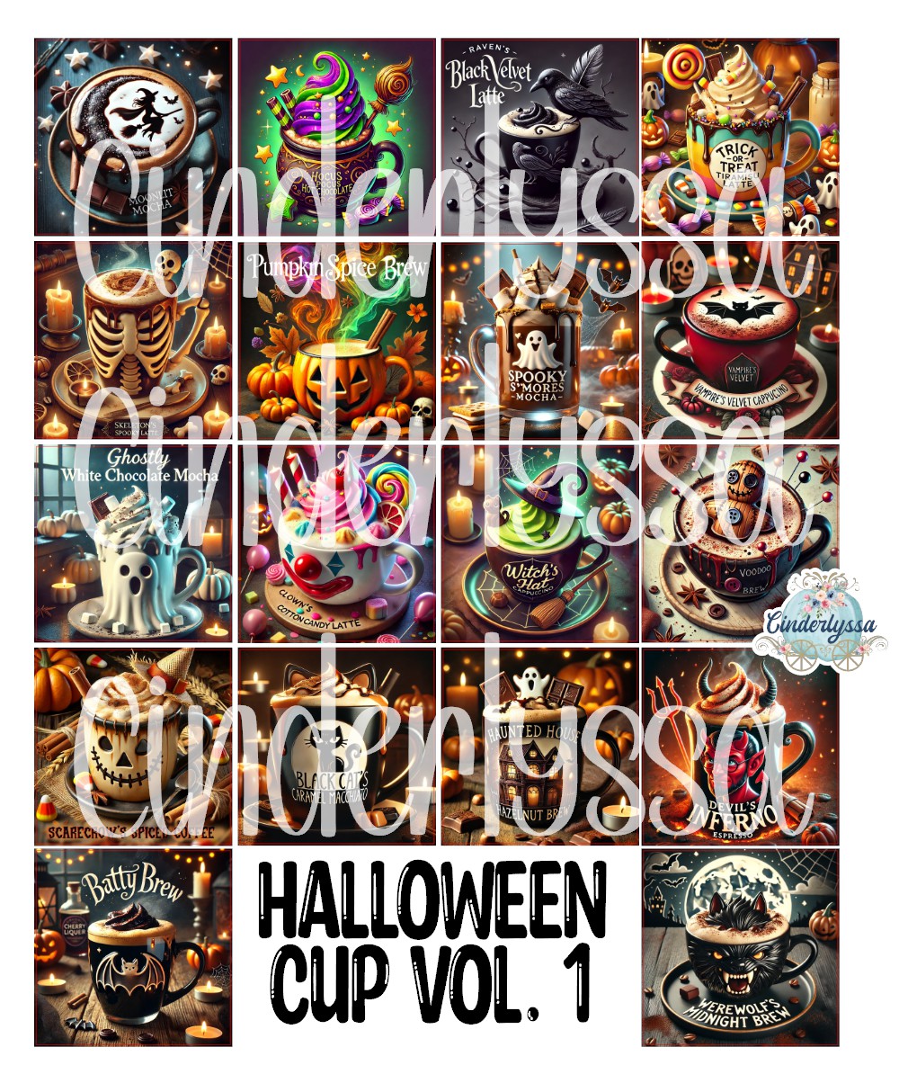 3 inch Square Halloween Cup Vol. 1 Cardstock Only for freshies - NO MOLD: Cardstock Silicone Mold, Premium Cardstock Image