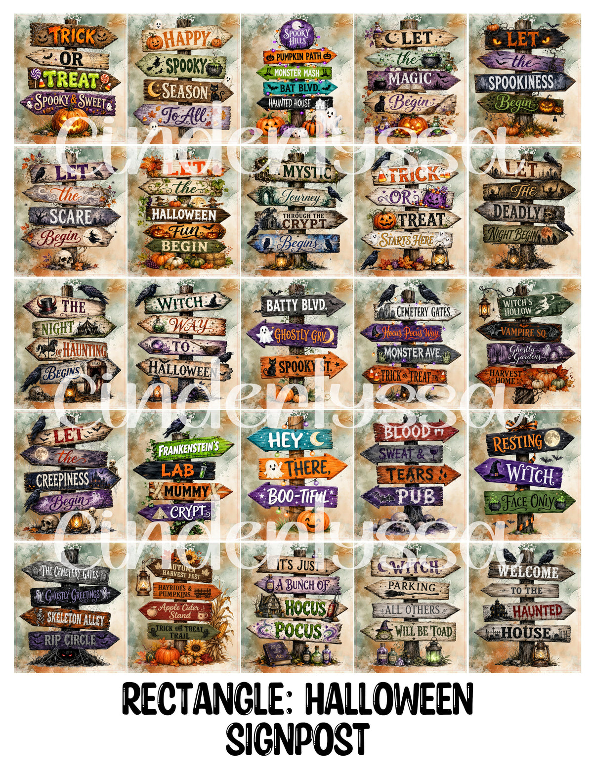 3x3.5 inch Rectangle: Halloween Signpost Theme With .25 inch Curved Edge Cardstock/Picture With Curved Edge Cardstock Silicone Mold, Aroma Bead Molds