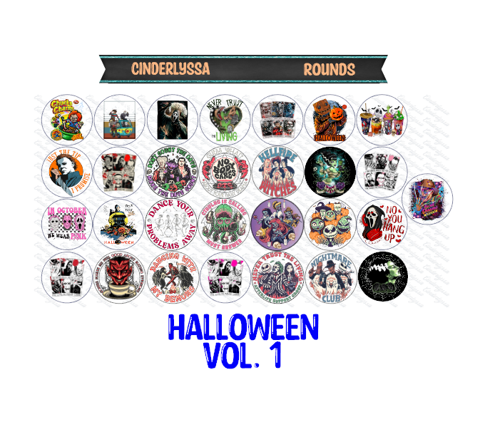3 inch Round Halloween Vol. 1: Cardstock Only for freshies -NO MOLD for Aroma Bead Molds, Premium Cardstock Images