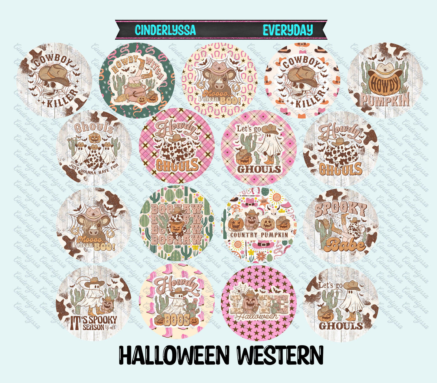 3 inch Round Halloween Western: Cardstock Only for car freshies - NO MOLD for Aroma Bead Molds, Premium Cardstock Images