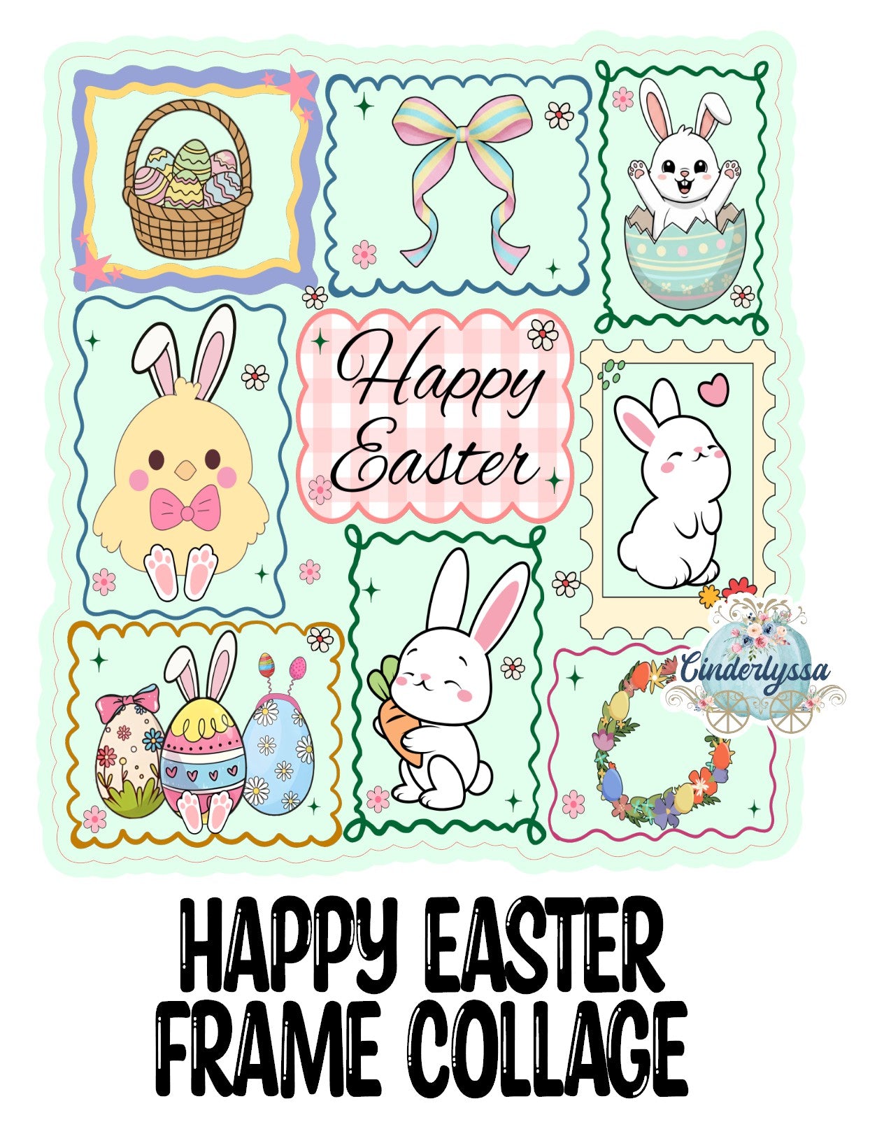 Happy Easter Frame Collage Cardstock Silicone Mold, Aroma Bead Molds, Premium Cardstock Images