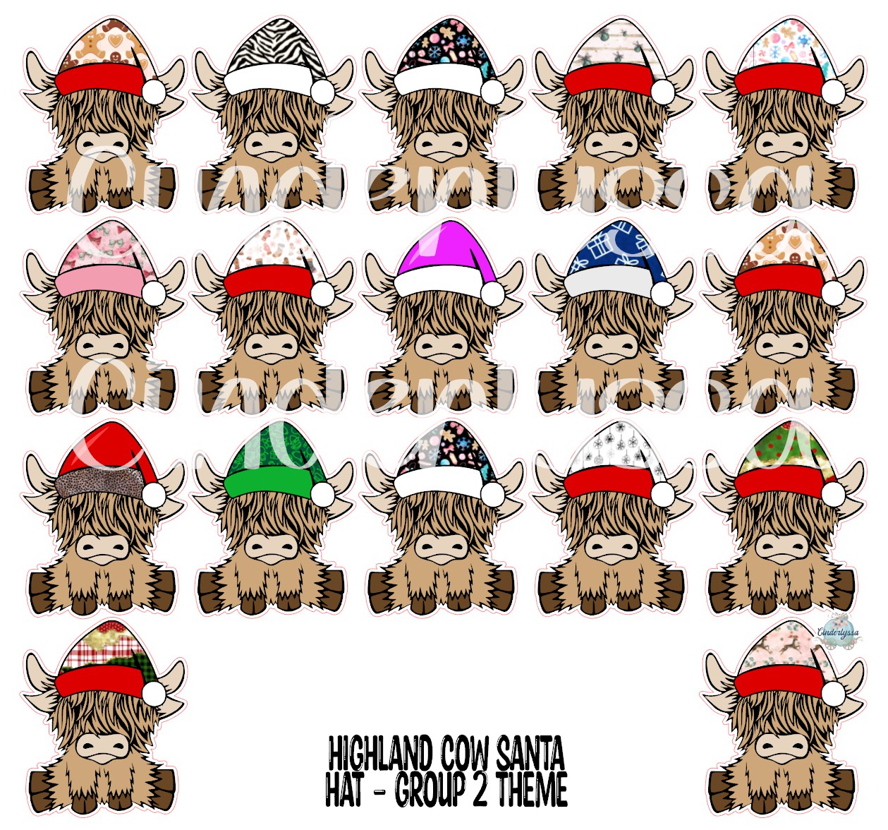 Highland Cow Wearing Santa Hat Cardstock Silicone Mold, Aroma Bead Molds