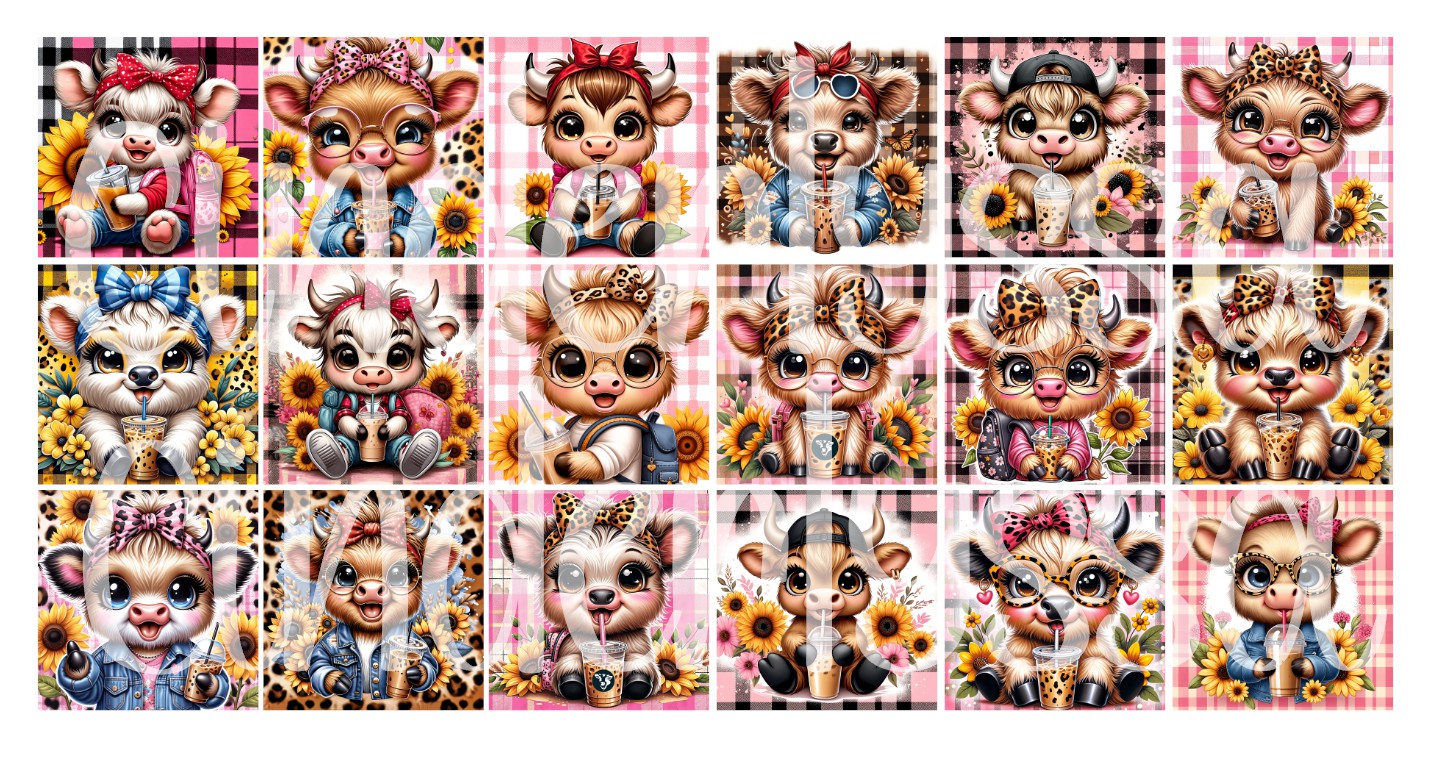 3 inch Square: Highland Cow With Coffee Cardstock/Picture With Beveled Edge Cardstock Silicone Mold, Aroma Bead Molds