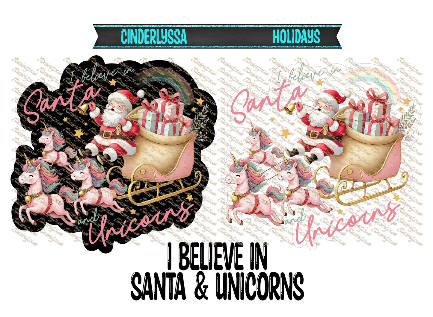 I Believe In Santa and Unicorns for Cardstock Silicone Mold, Aroma Bead Molds, Car Freshies,Premium Cardstock Image