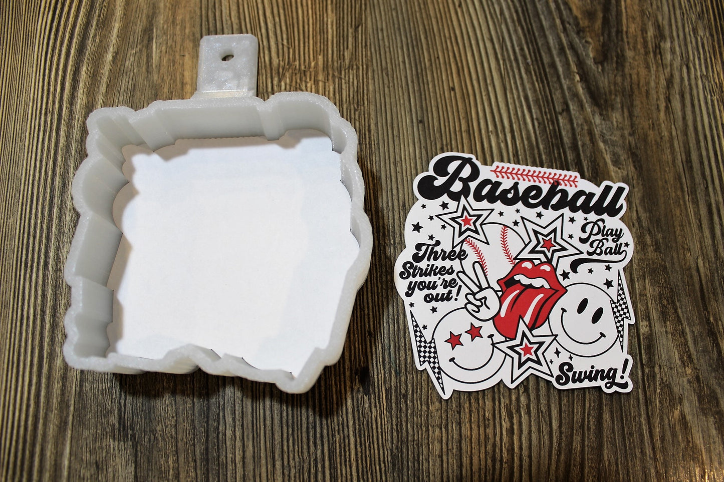 Baseball Collage: with Tongue, Stars, Smiley Face and bolt Cardstock Silicone Mold, Aroma Bead Molds, Premium Cardstock Images