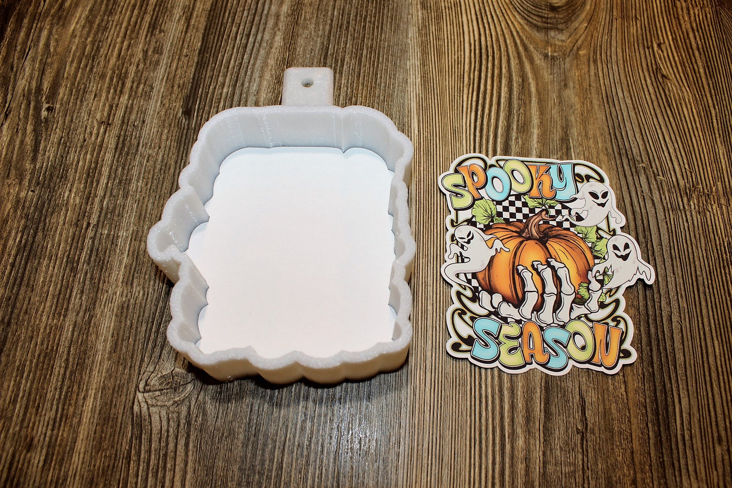 Spooky Season Ghosts with skeleton hand holding Pumpkin Cardstock Silicone Mold, Aroma Bead Molds, Premium Cardstock Images