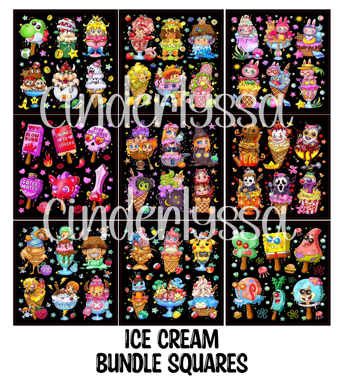 Ice Cream Bundle Squares Cardstock Only for freshies - NO MOLD for Aroma Bead Molds, Premium Cardstock Images