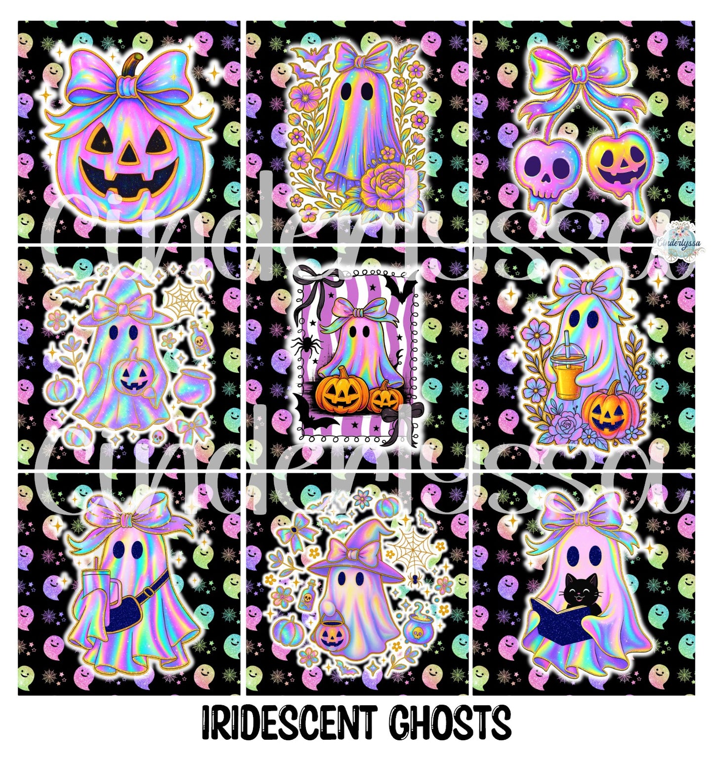 3 inch Square Iridescent Ghosts Cardstock Only for freshies - NO MOLD: Cardstock Silicone Mold, Premium Cardstock Image