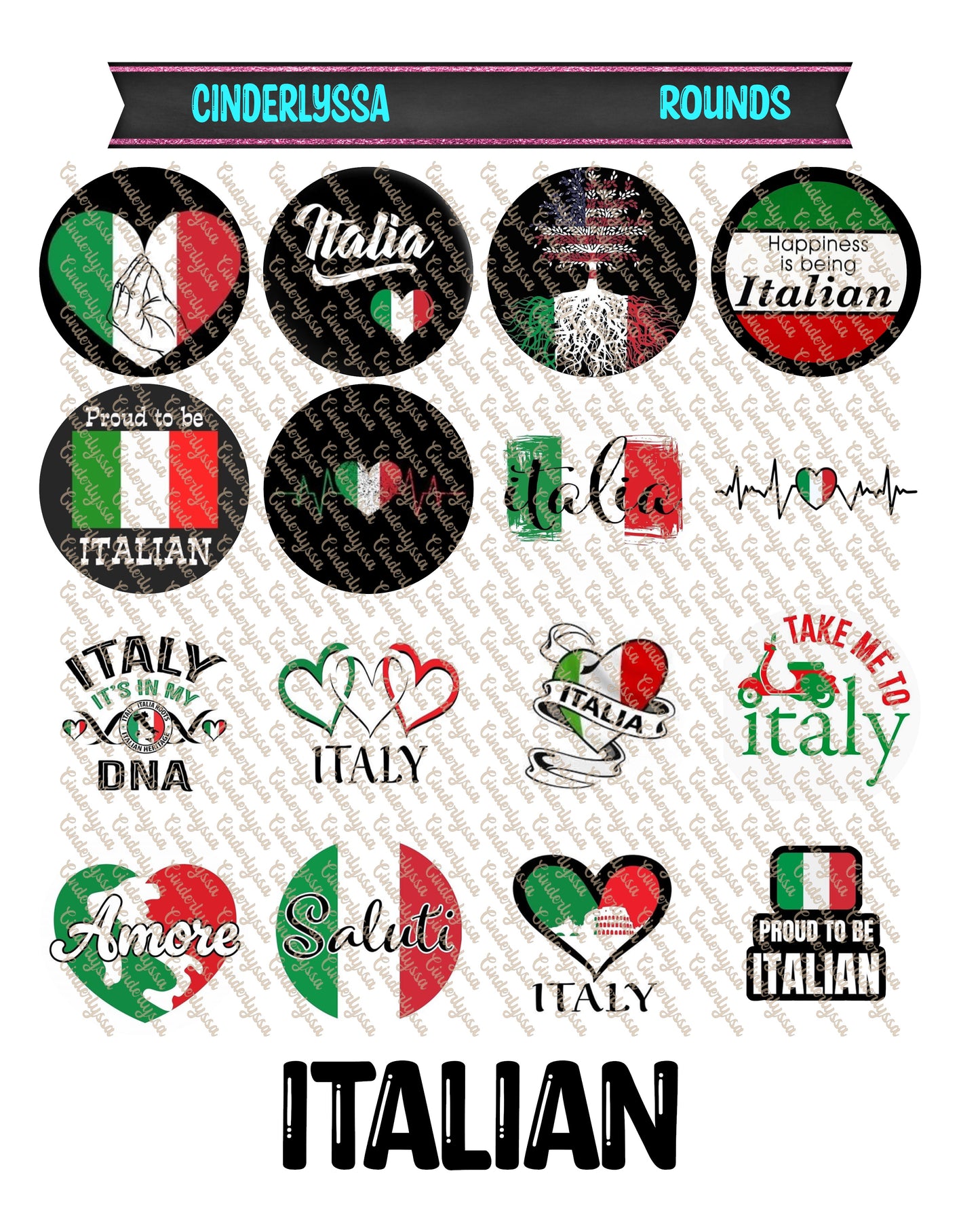 3 inch Round: Italian Theme Cardstock Only for freshies -NO MOLD for Aroma Bead Molds, Premium Cardstock Image