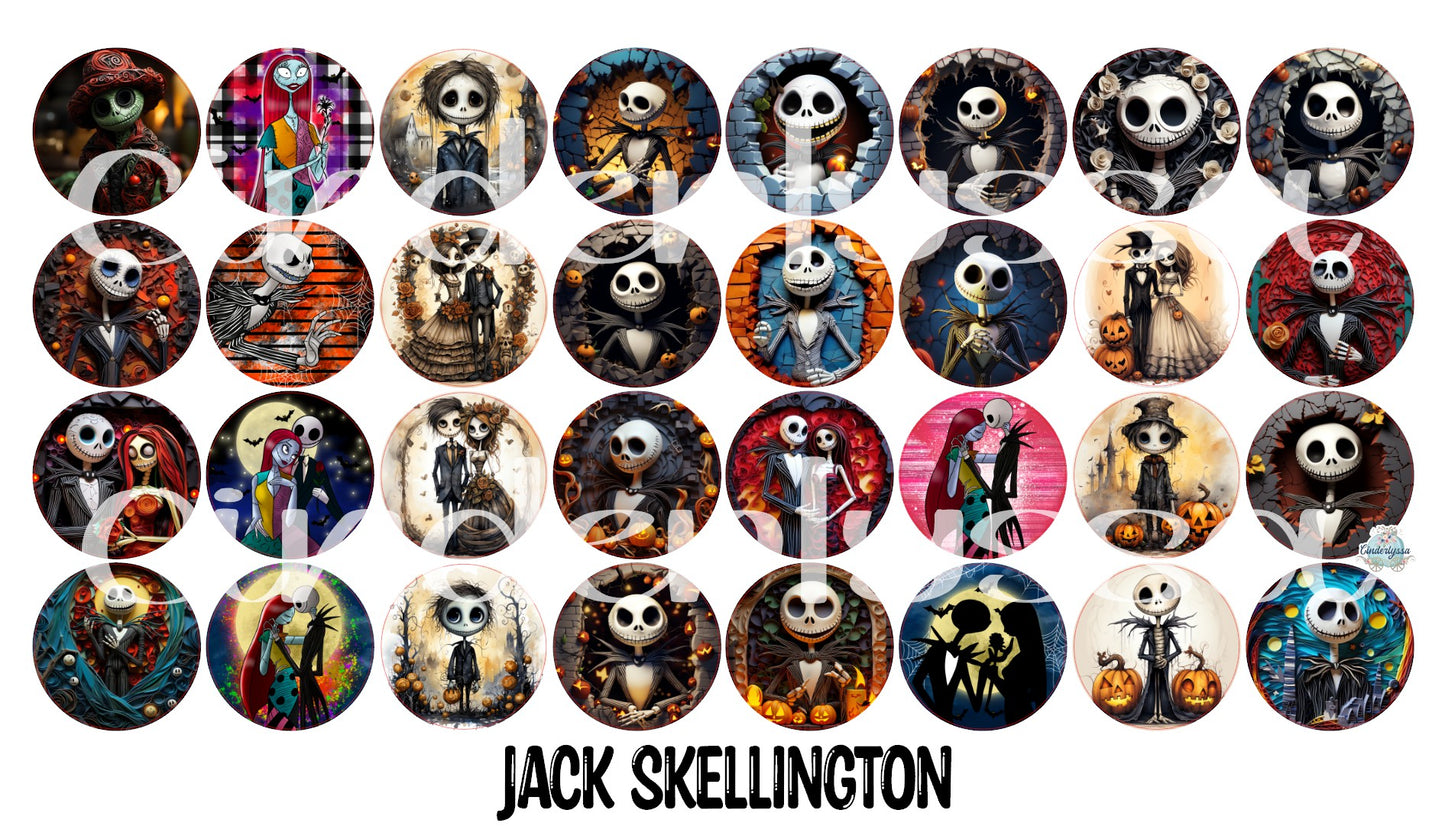 3 inch Round: Jack Skellington Cardstock Only for freshies-NO MOLD for Aroma Bead Molds, Cardstock Silicone Mold,Premium Cardstock Images