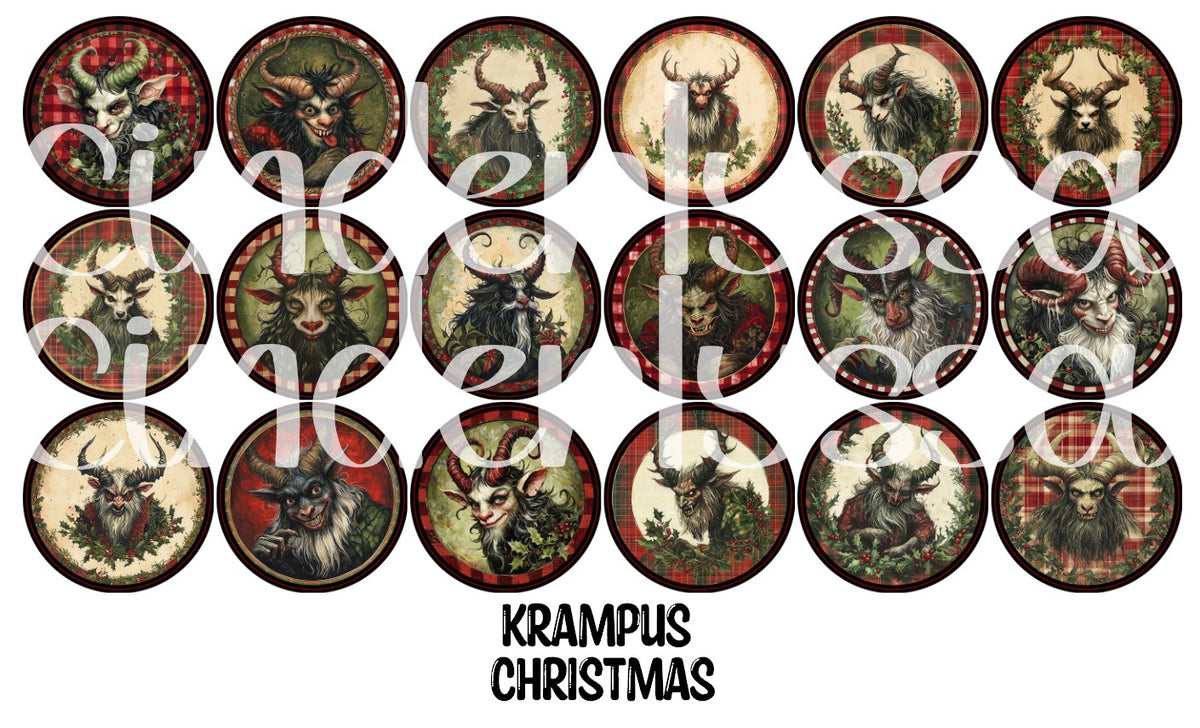 Krampus Christmas Rounds Cardstock Only for freshies - NO MOLD for Aroma Bead Molds, Premium Cardstock Images