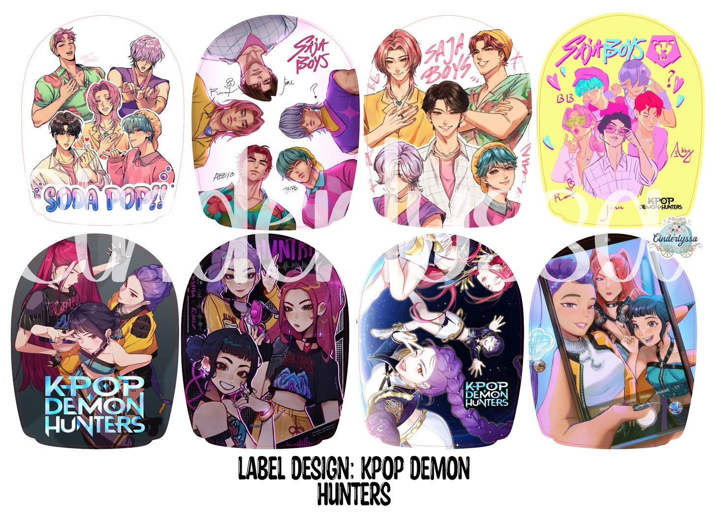 Label Design: KPop Demon Hunters and Saja Boys Mix Cardstock Silicone Mold, Aroma Bead Molds, Car Freshies, Premium Cardstock Images