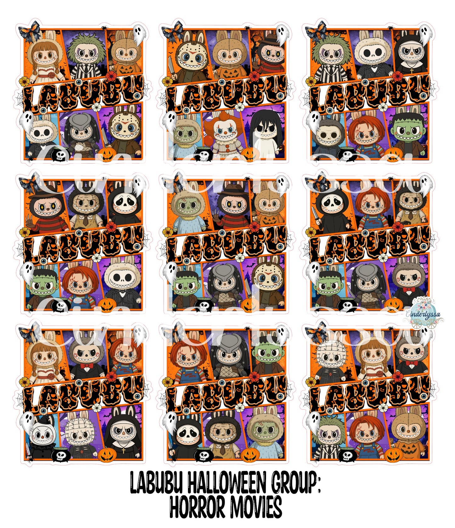 Labubu Halloween Group Cardstock Silicone Mold, Aroma Bead Molds, Premium Cardstock Images