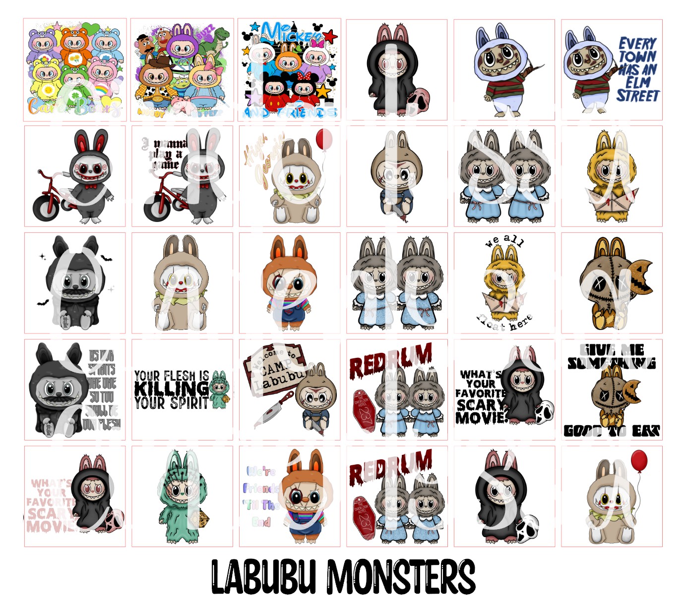 2.5 inch Square Labubu Monsters Cardstock Only for freshies - NO MOLD: Cardstock Silicone Mold, for Aroma Bead Molds, Premium Cardstock Image
