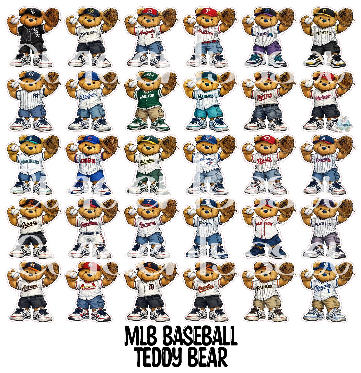 MLB Baseball Teddy Bear Cardstock Silicone Mold, Aroma Bead Molds, Car Freshies, Premium Cardstock Images