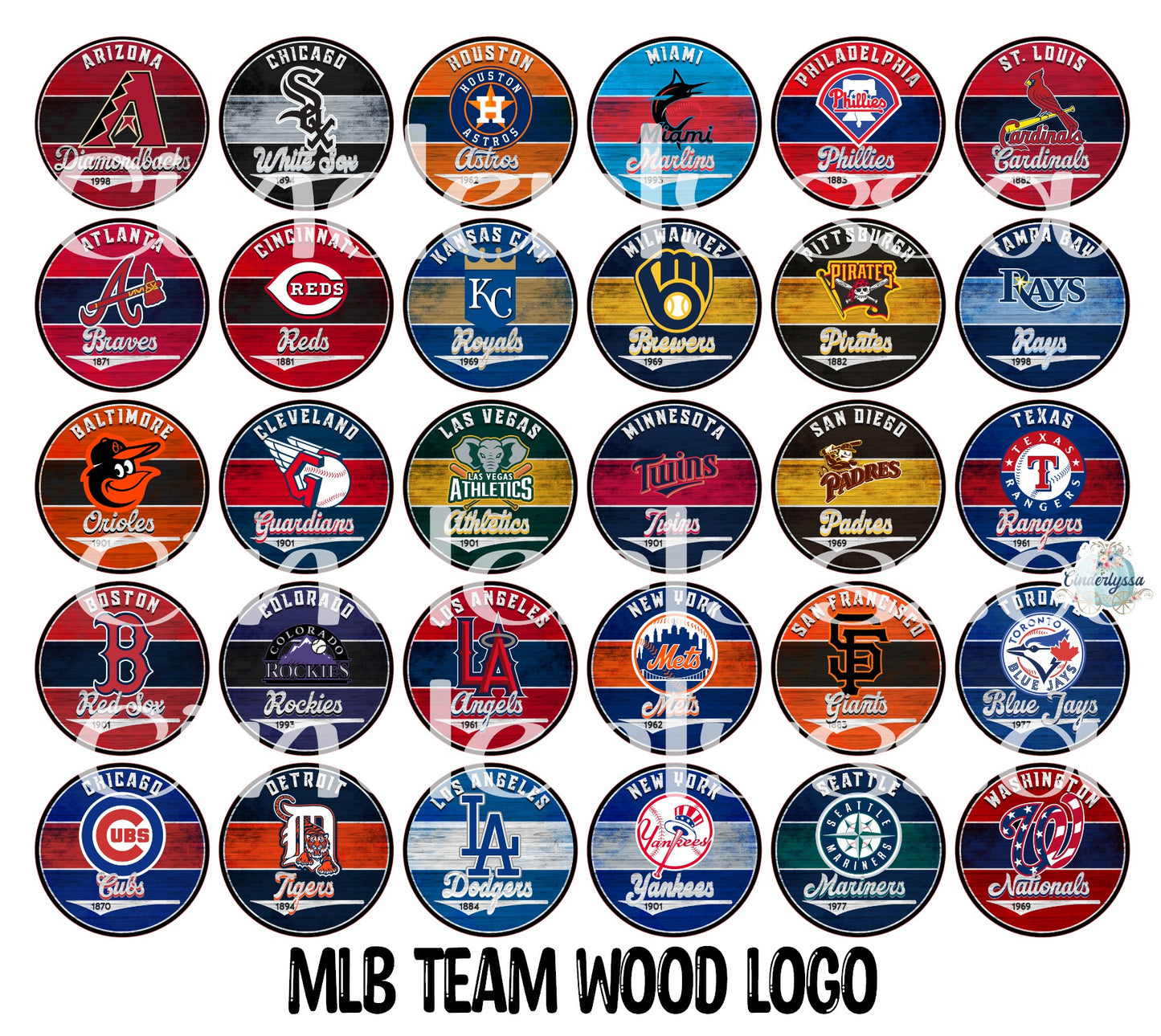 2.5 inch Round MLB Team Wood Logo Cardstock Only for freshies: Cardstock Silicone Mold, Car Freshener, Premium Cardstock Images-NO MOLD