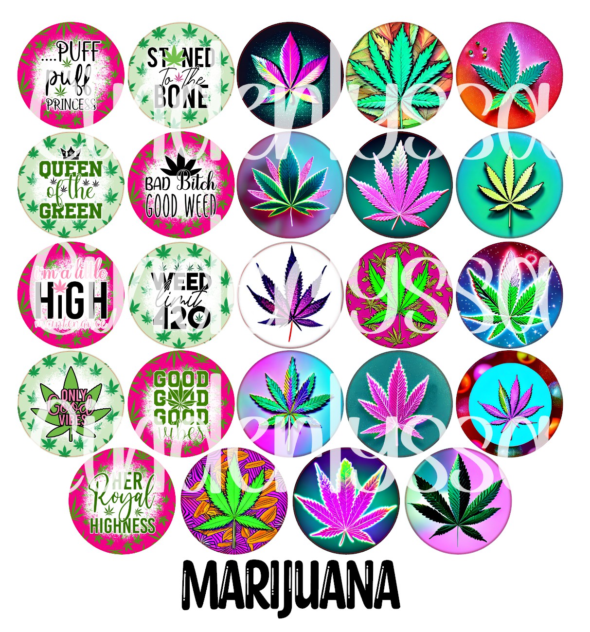 3 inch Round: Marijuana Cardstock Only for freshies - NO MOLD for Aroma Bead Molds, Premium Cardstock Images