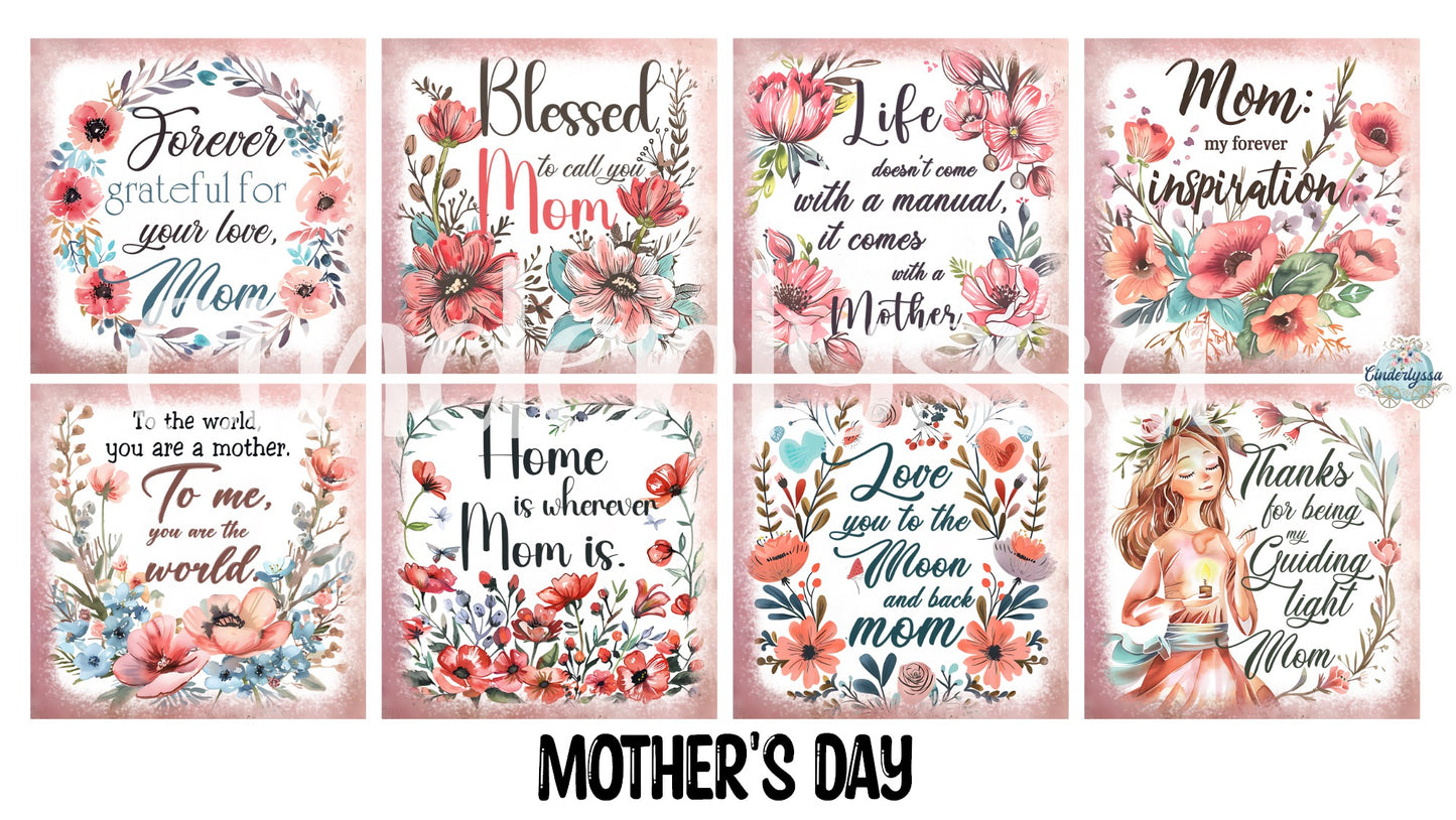 2 inch Square Mother's Day Cardstock Only for freshies - NO MOLD: Aroma Bead Molds, Premium Cardstock Images
