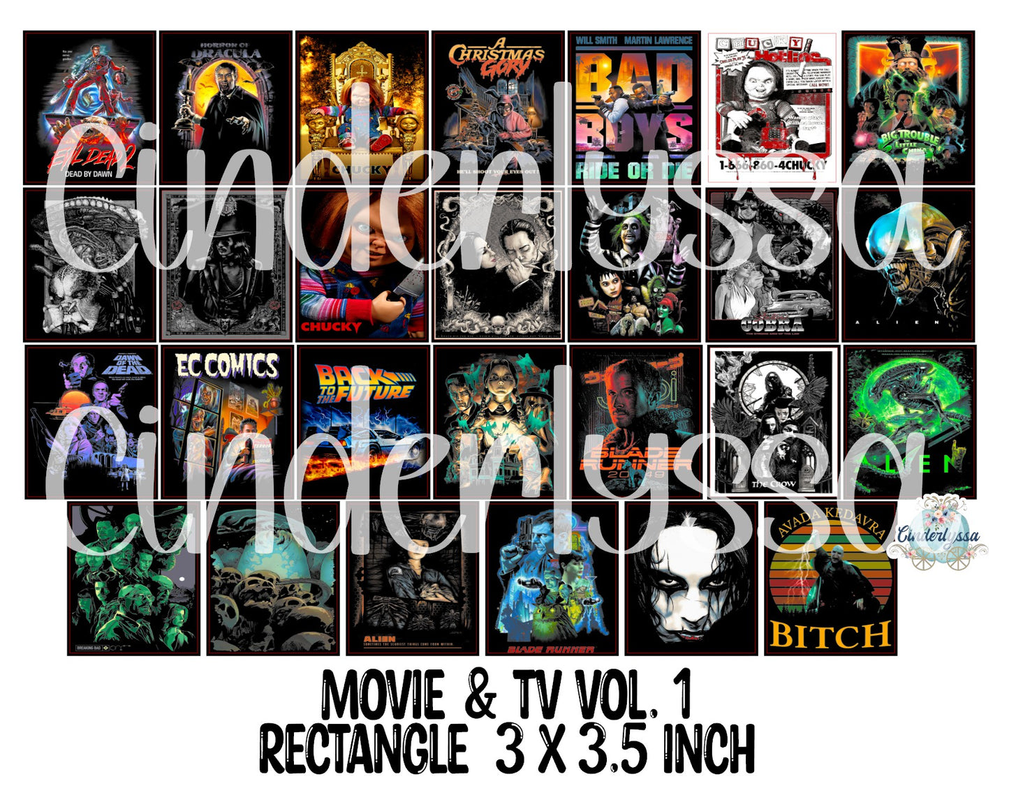 3x3.5 inch Rectangle: Movie & TV Stuff Vol. 1 Cardstock/Picture With .25 inch Curved Edge Cardstock Silicone Mold, Aroma Bead Molds, Premium Cardstock Images