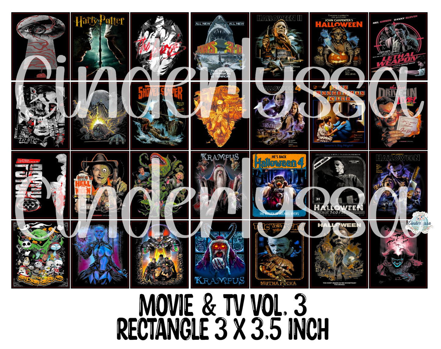 3x3.5 inch Rectangle: Movie & TV Stuff Vol. 3 Cardstock/Picture With .25 inch Curved Edge Cardstock Silicone Mold, Aroma Bead Molds, Premium Cardstock Images