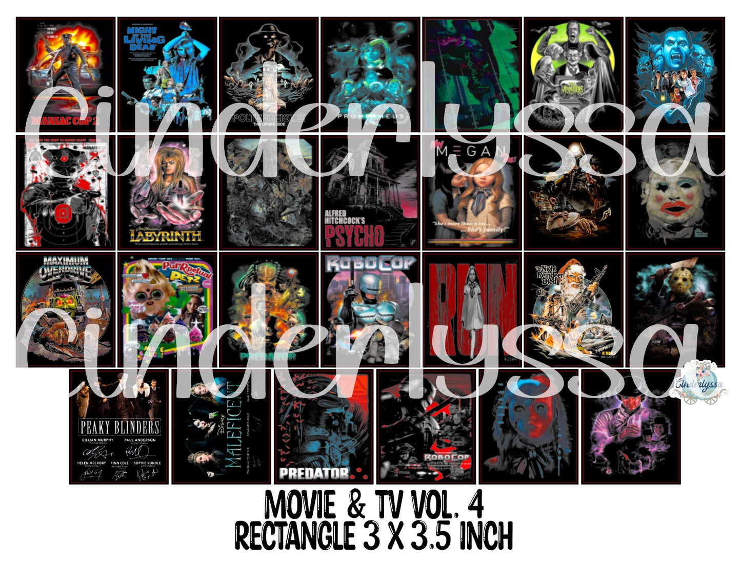 3x3.5 inch Rectangle: Movie & TV Stuff Vol. 4 Cardstock/Picture With .25 inch Curved Edge Cardstock Silicone Mold, Aroma Bead Molds, Premium Cardstock Images