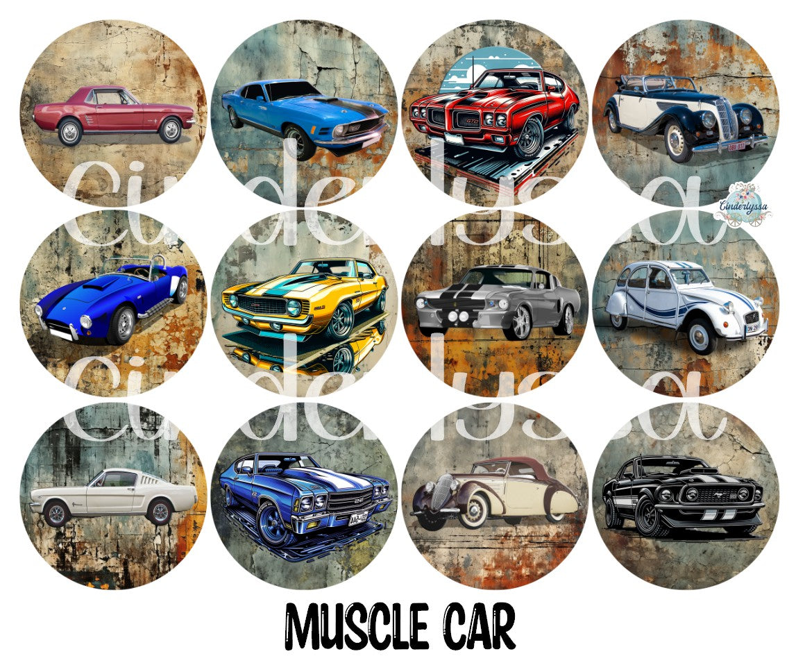 3.5 inch Round: Muscle Car for Cardstock Silicone Mold, NO MOLD INCLUDED for Aroma Bead Molds, Premium Cardstock Images