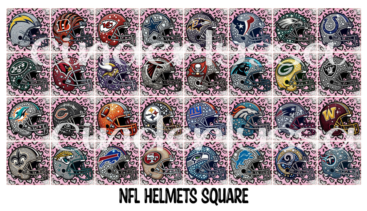 2.5 inch Square NFL Helmets Cardstock Only for freshies - NO MOLD: Cardstock Silicone Mold, Premium Cardstock Images