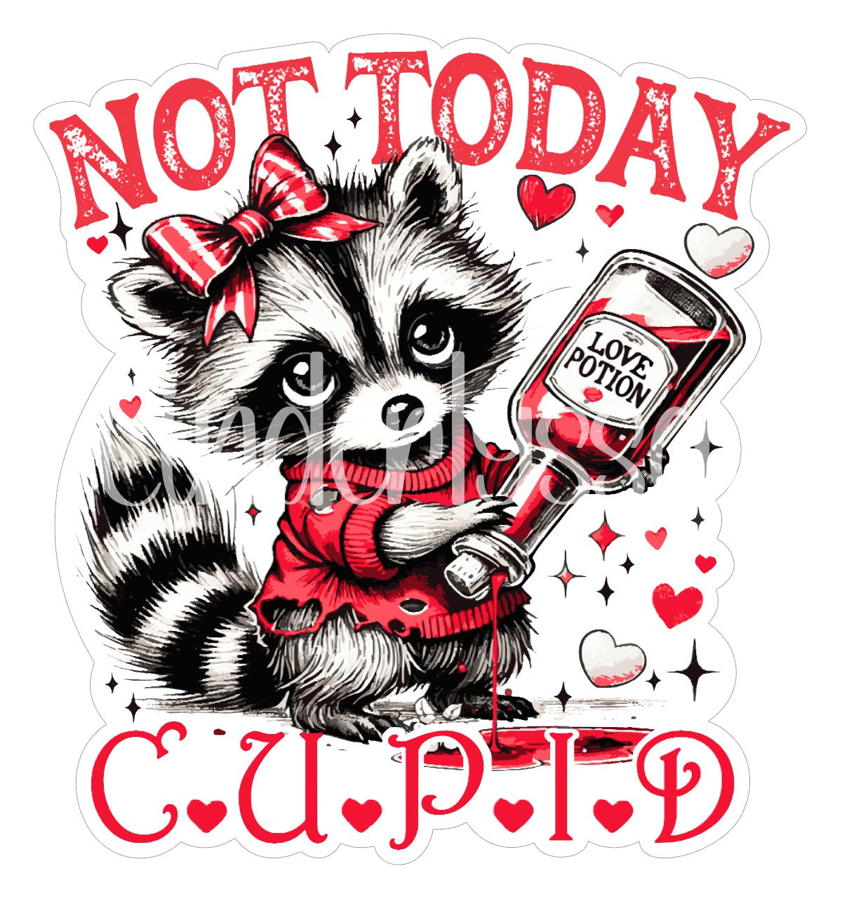 Not Today Cupid Raccoon: Love Potion Cardstock Silicone Mold, Aroma Bead Molds, Premium Cardstock Images