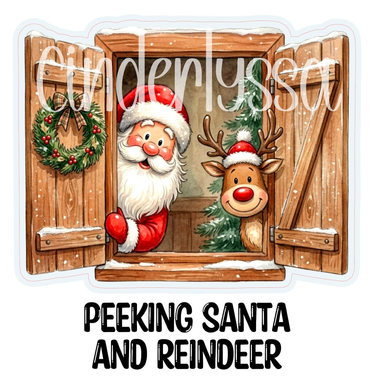 Peeking Santa and Reindeer Cardstock Silicone Mold, Aroma Bead Molds, Premium Cardstock Images