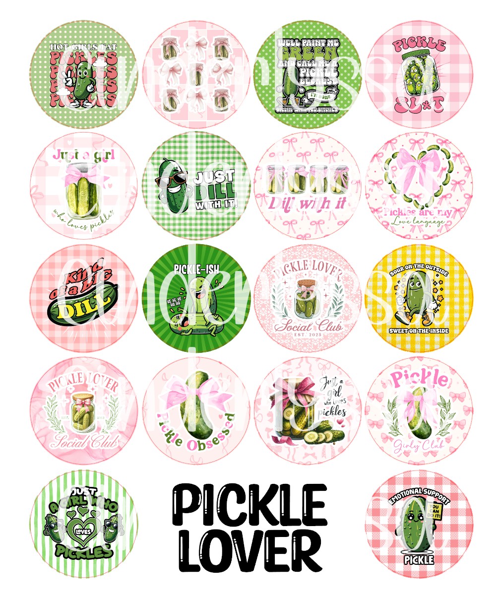 3 inch Round Pickle Lover Cardstock Only for freshies: for Aroma Bead Molds, Premium Cardstock Images