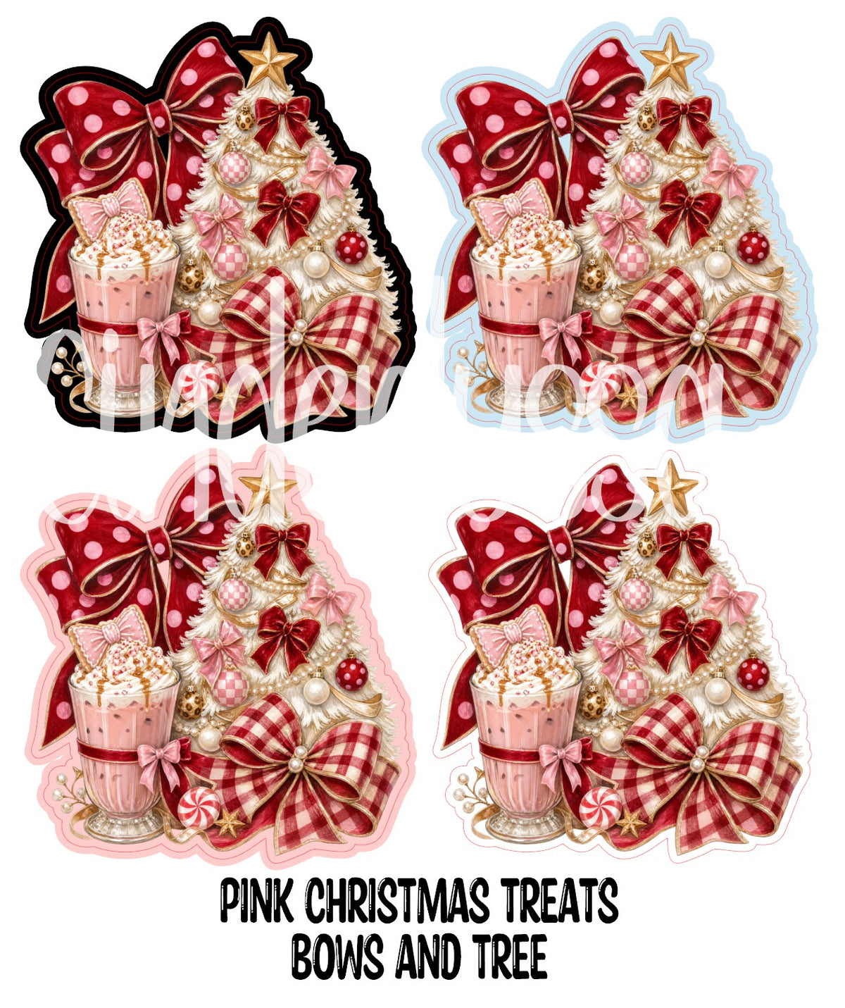 Pink Christmas Treats Bows and Tree Cardstock Silicone Mold, Aroma Bead Molds, Premium Cardstock Images