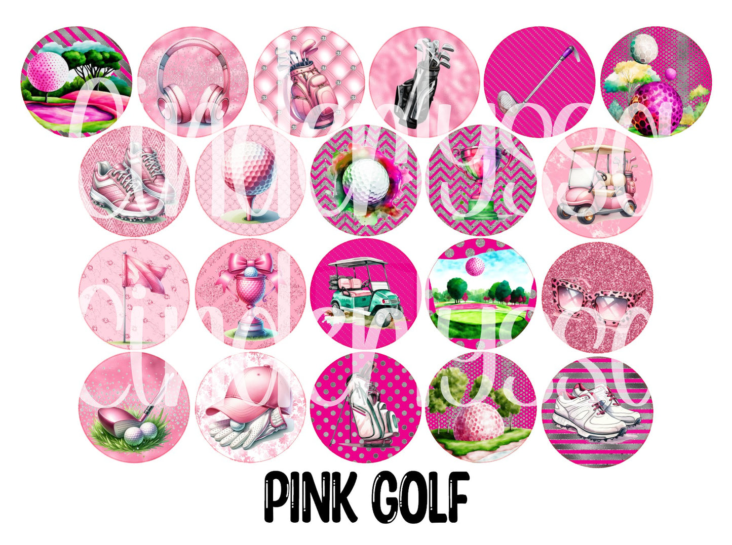 3.5 inch Round: Pink Golf for Cardstock Silicone Mold, NO MOLD INCLUDED for Aroma Bead Molds, Premium Cardstock Images