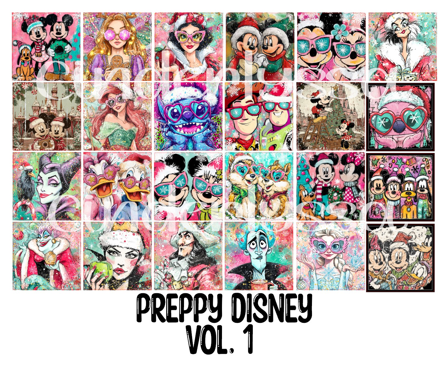 2.5 inch Square Preppy Disney Vol. 1 Cardstock Only for freshies - NO MOLD: Cardstock Silicone Mold, for Aroma Bead Molds, Premium Cardstock Images