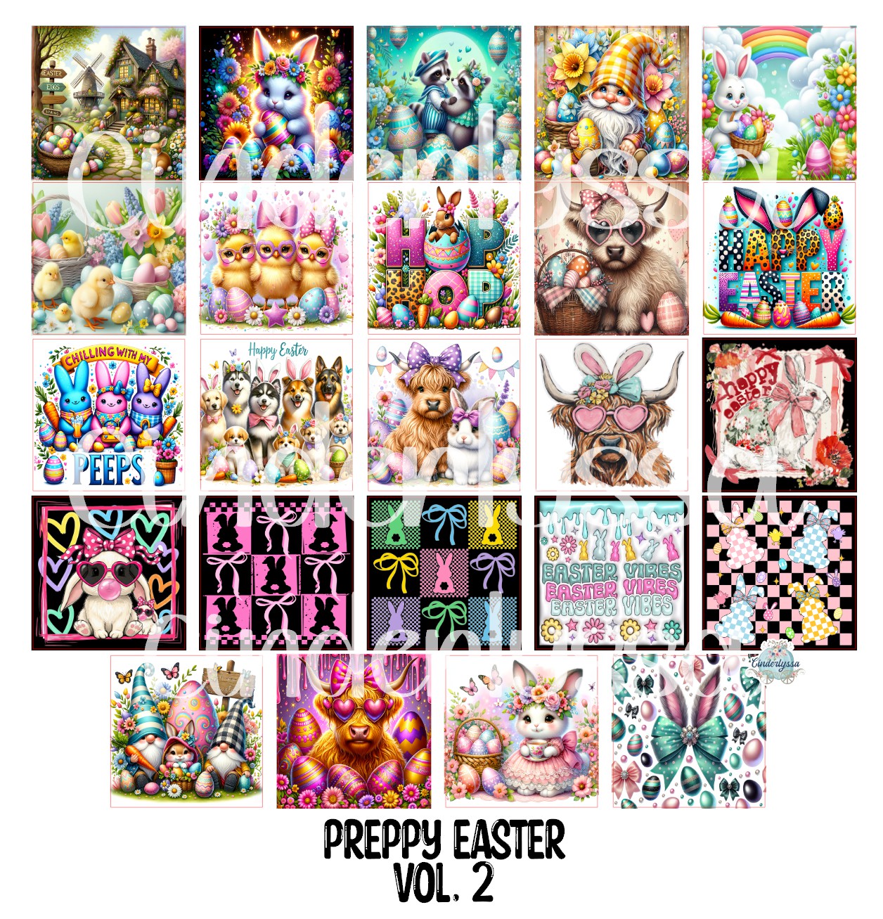2 inch Square Preppy Easter Vol. 2 Cardstock Only for freshies - NO MOLD: Aroma Bead Molds, Premium Cardstock Images