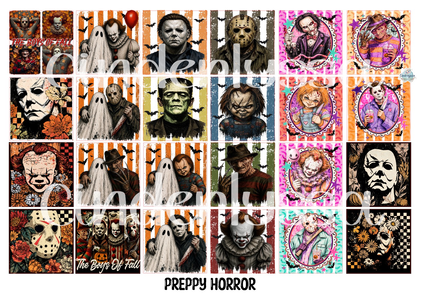 2.5 inch Square Preppy Horror Cardstock Only for freshies - NO MOLD: Cardstock Silicone Mold, for Aroma Bead Molds, Premium Cardstock Images