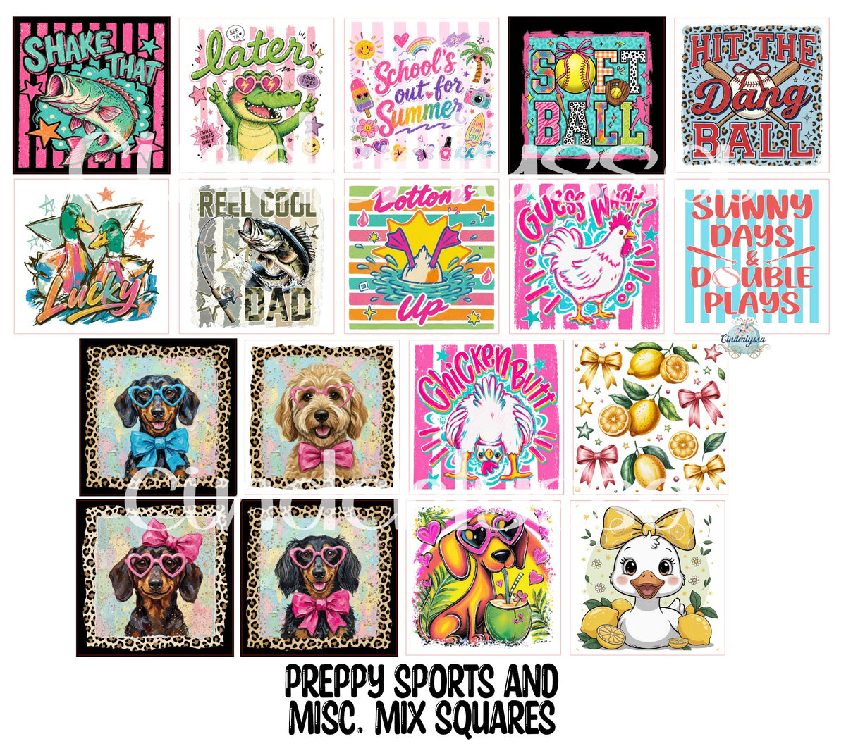 3 inch Square Preppy Sports and Misc. Mix Cardstock Only for freshies - NO MOLD: Cardstock Silicone Mold, Premium Cardstock Image