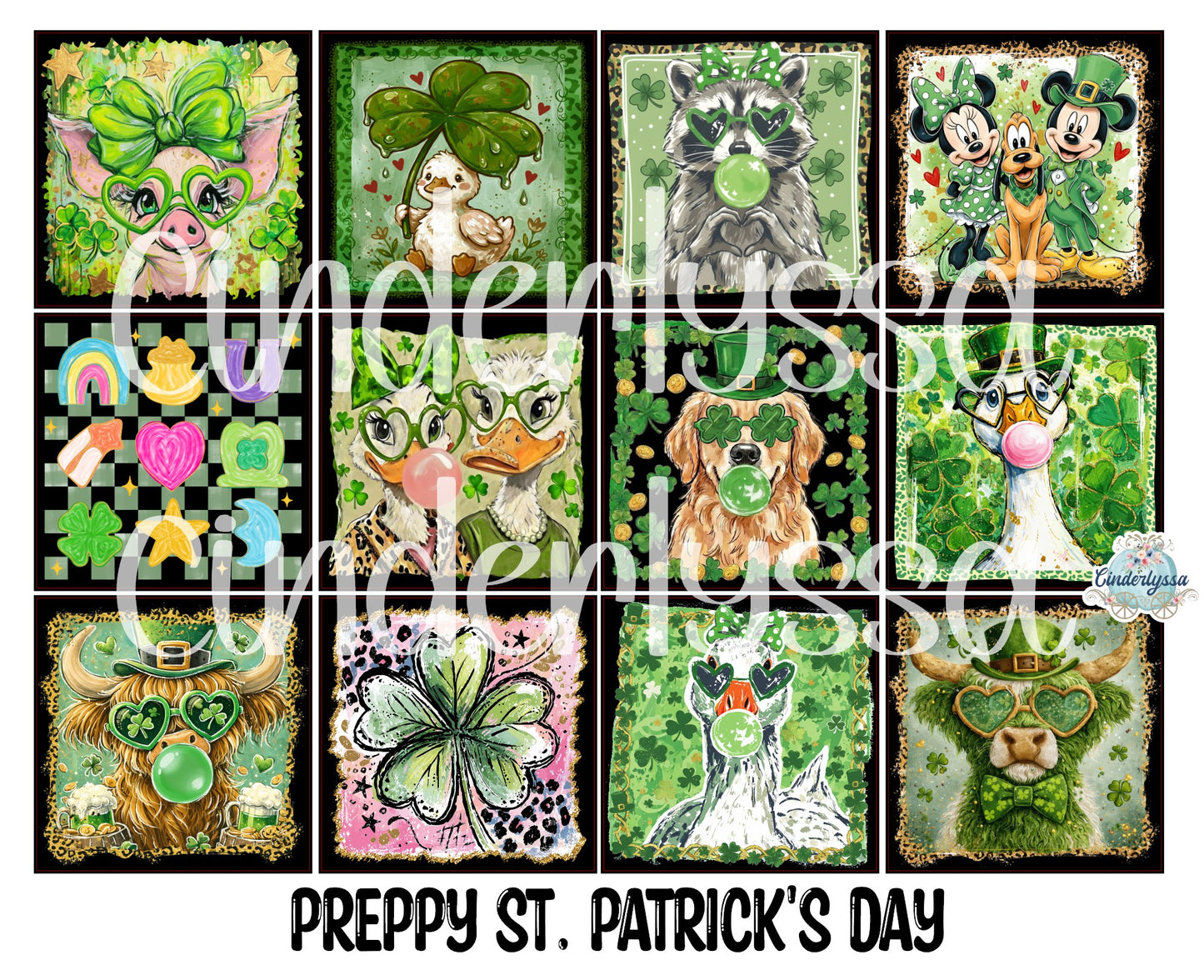 2.5 inch Square Preppy St. Patrick's Day Cardstock Only for freshies - NO MOLD: Cardstock Silicone Mold, for Aroma Bead Molds, Premium Cardstock Images