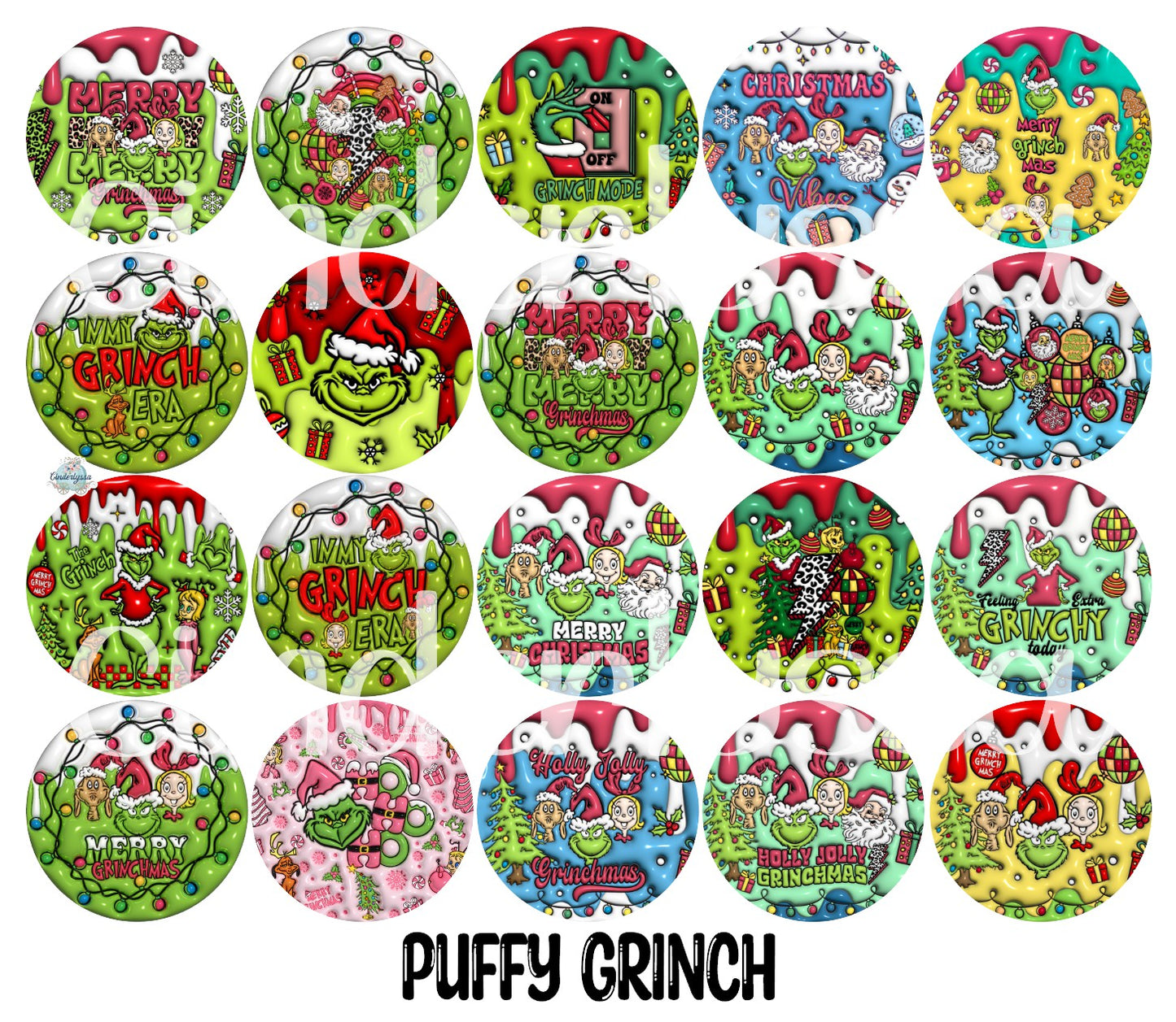 2.5 inch Round Puffy Grinch Cardstock Only for freshies - NO MOLD for Aroma Bead Molds, Cardstock Silicone Mold, Premium Cardstock Images