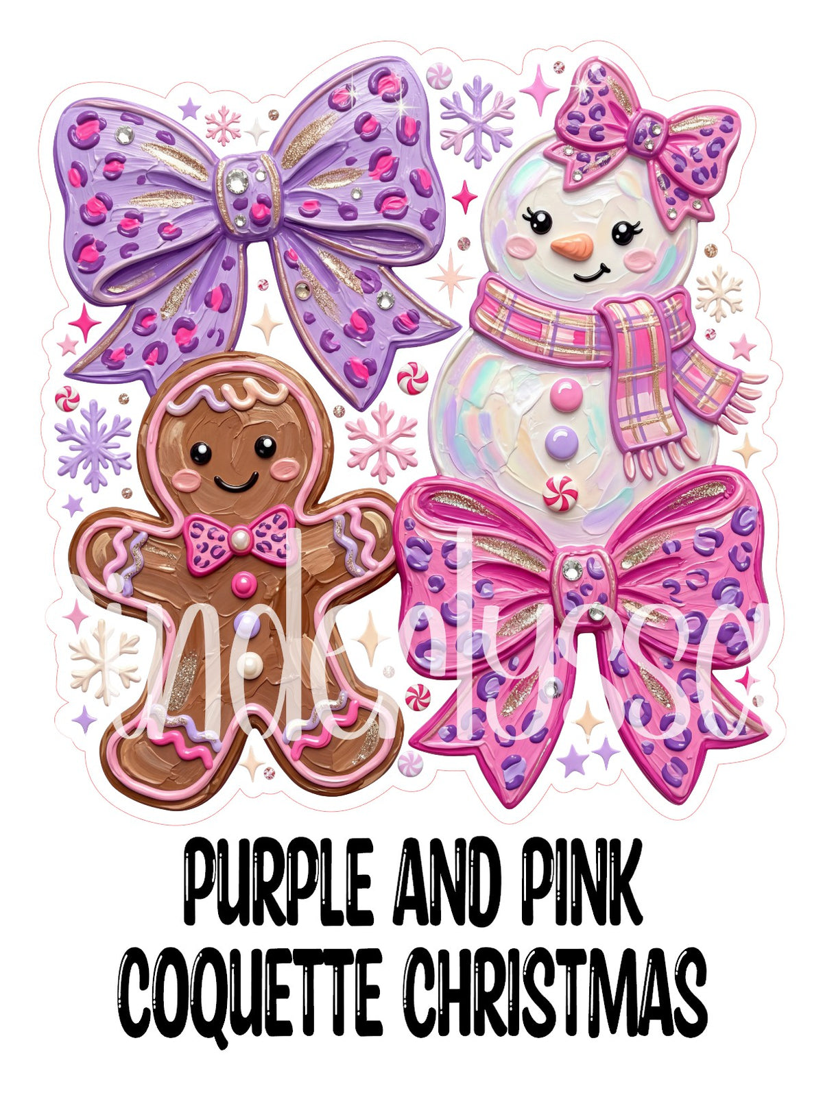 Purple and Pink Coquette Christmas Cardstock Silicone Mold, Aroma Bead Molds, Premium Cardstock Images