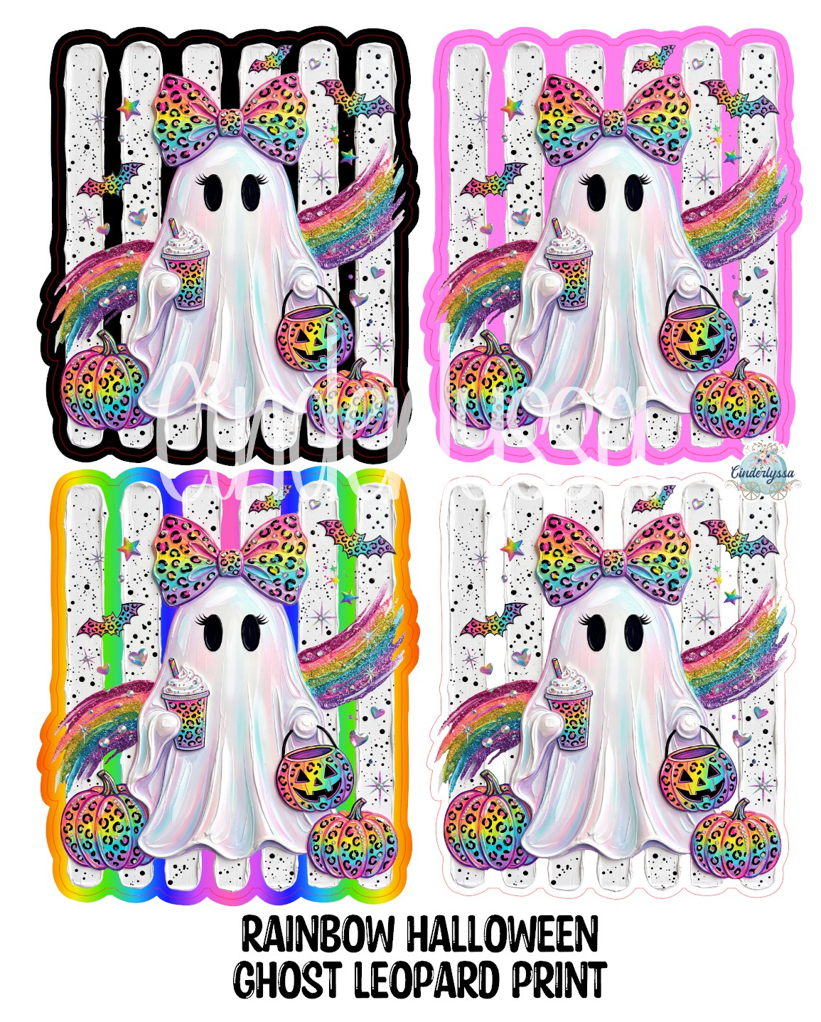 Rainbow Halloween Ghost Leopard Print Cardstock Silicone Mold, Aroma Bead Molds, Car Freshies, Premium Cardstock Images