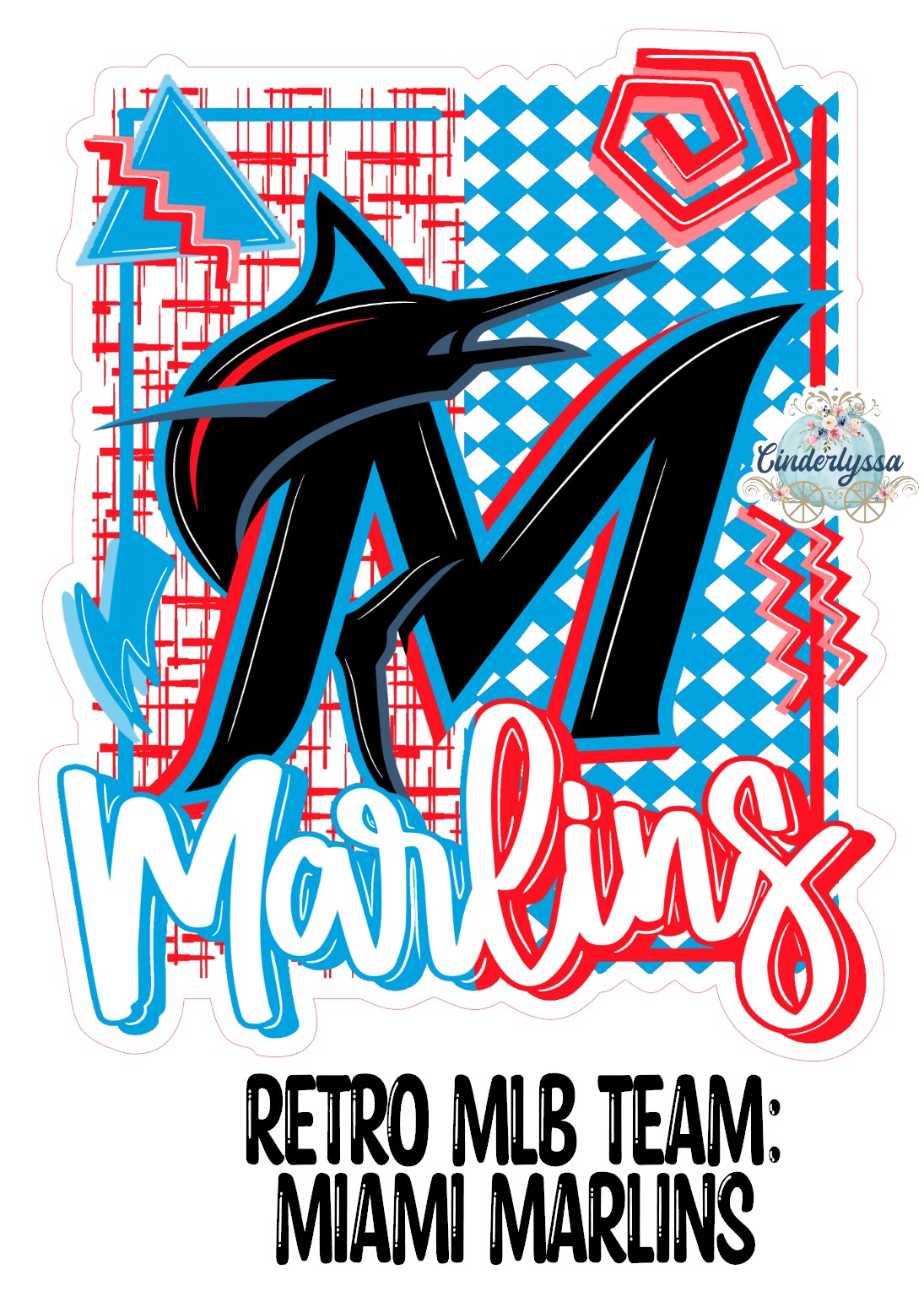 Retro MLB Team: Miami Marlins Cardstock Silicone Mold, Aroma Bead Molds, Premium Cardstock Images