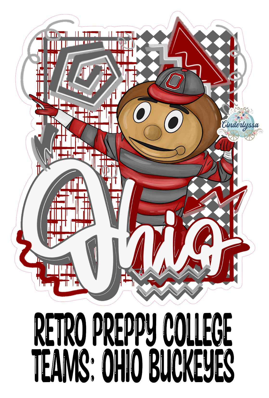 Retro Preppy College Teams: Ohio Buckeyes Cardstock Silicone Mold, Aroma Bead Molds, Premium Cardstock Images