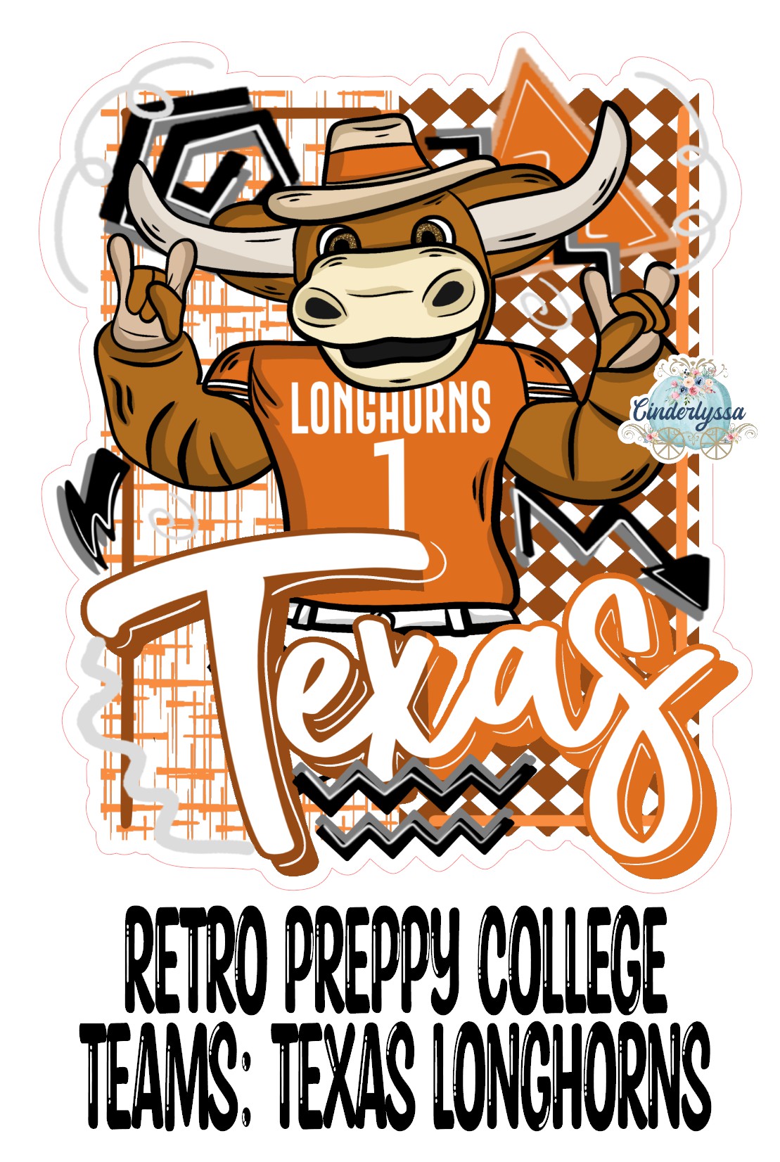 Retro Preppy College Teams: Texas Longhorns Cardstock Silicone Mold, Aroma Bead Molds, Premium Cardstock Images