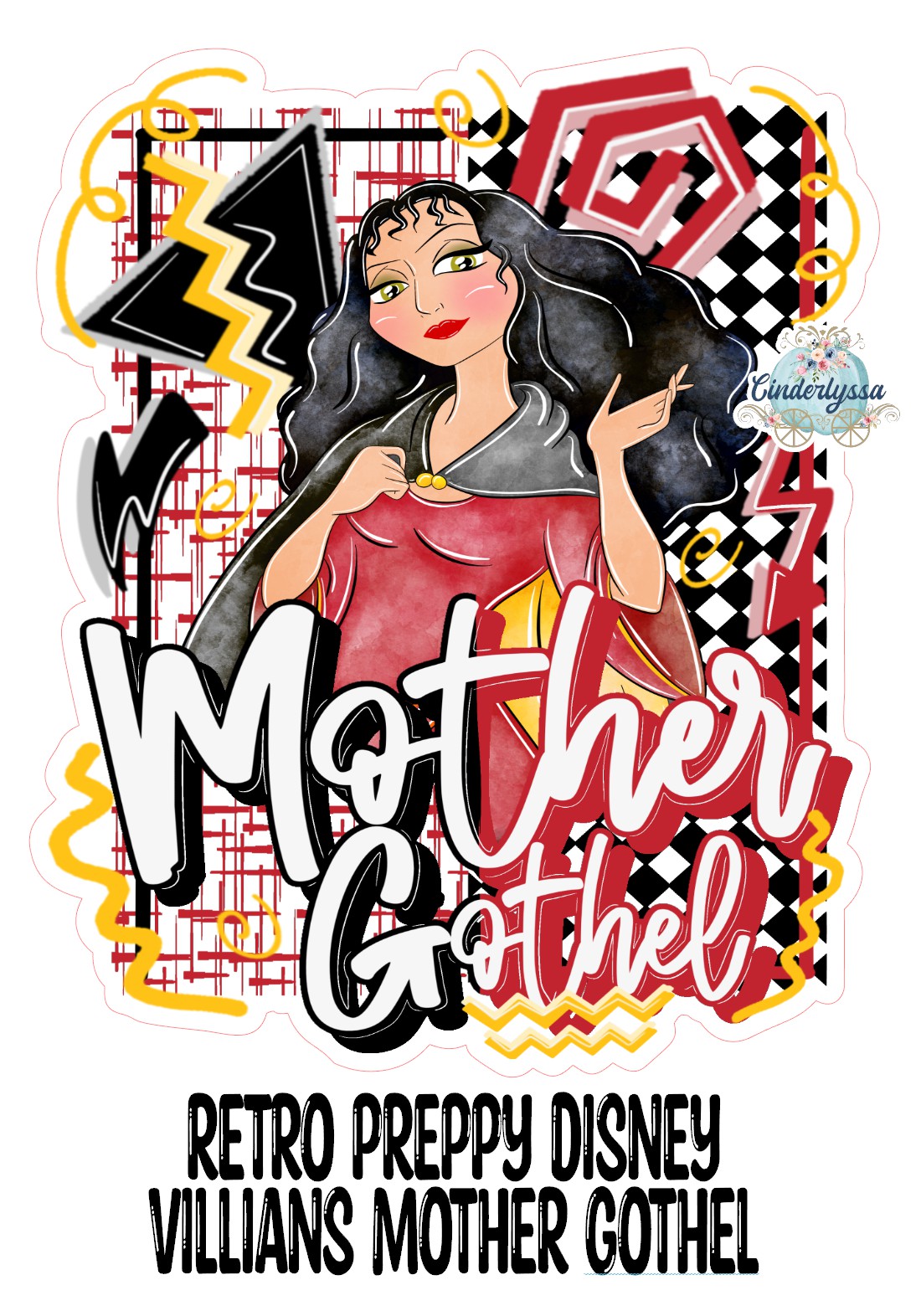 Retro Preppy Disney Villians Mother Gothel Cardstock Silicone Mold, Aroma Bead Molds, Premium Cardstock Images