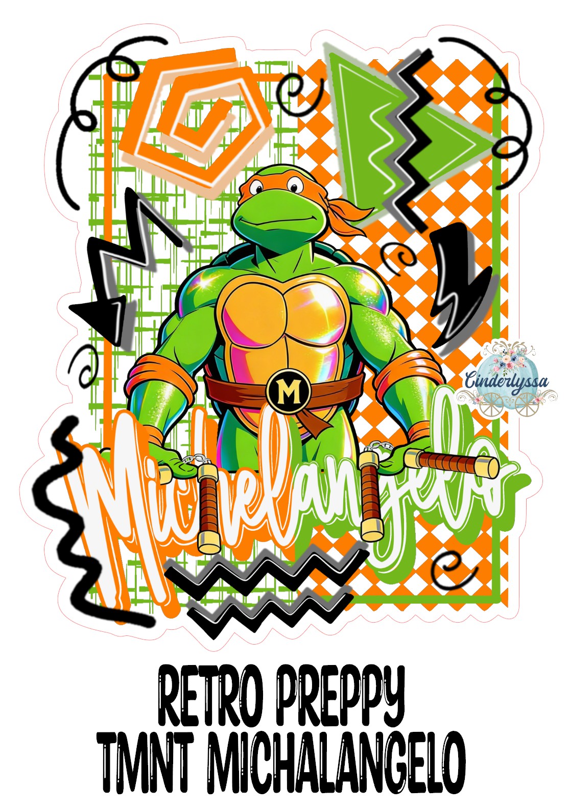Retro Preppy TMNT Michalangelo Cardstock Silicone Mold, Aroma Bead Molds, Premium Cardstock Images
