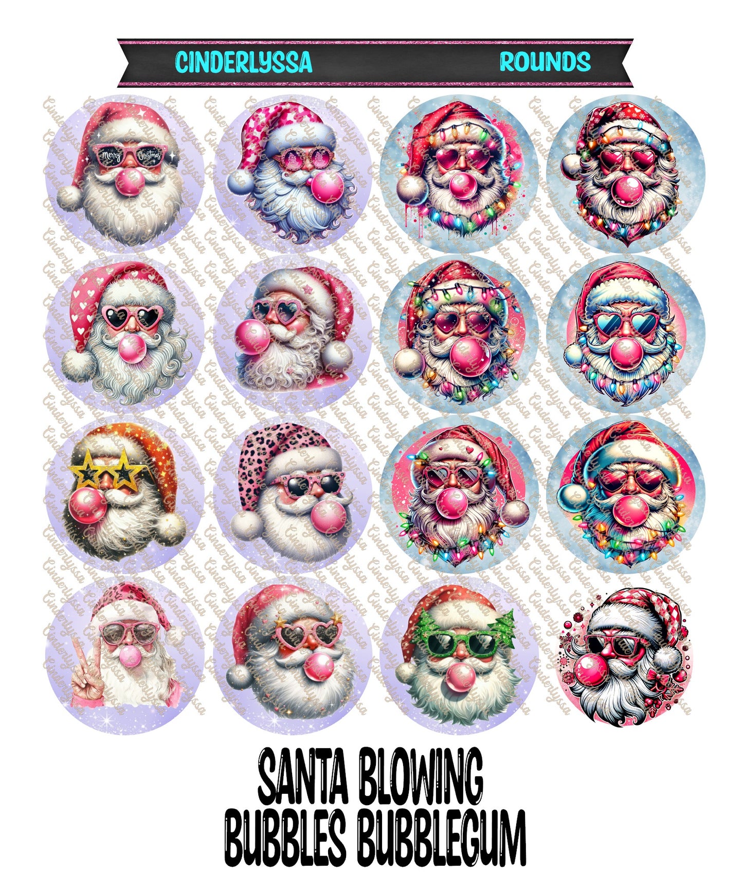 3 inch Round Santa Blowing Bubbles Bubblegum Cardstock Only for freshies - NO MOLD, for Aroma Bead Molds, Premium Cardstock
