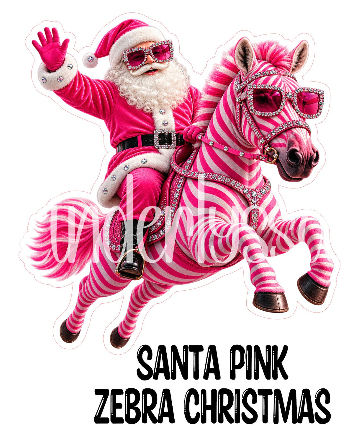 Santa Pink Zebra Christmas Cardstock Silicone Mold, Aroma Bead Molds, Premium Cardstock Images