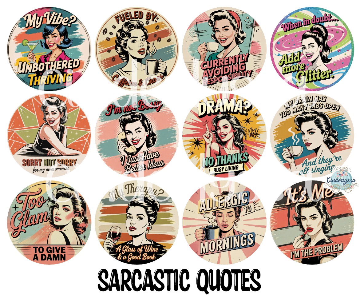 2 inch Round Sarcastic Quotes Cardstock Only for freshies Cardstock Silicone Mold, Premium Cardstock Images - NO MOLD