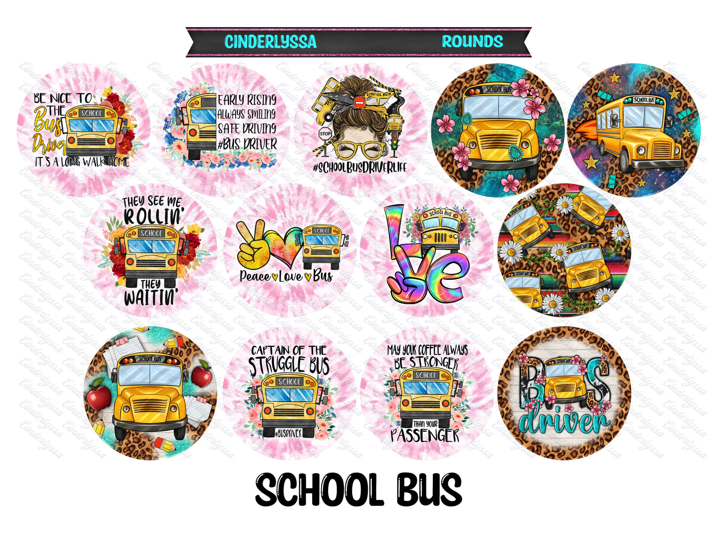 3 inch Round School Bus Cardstock Only for freshies -NO MOLD: for Aroma Bead Molds, Premium Cardstock Image